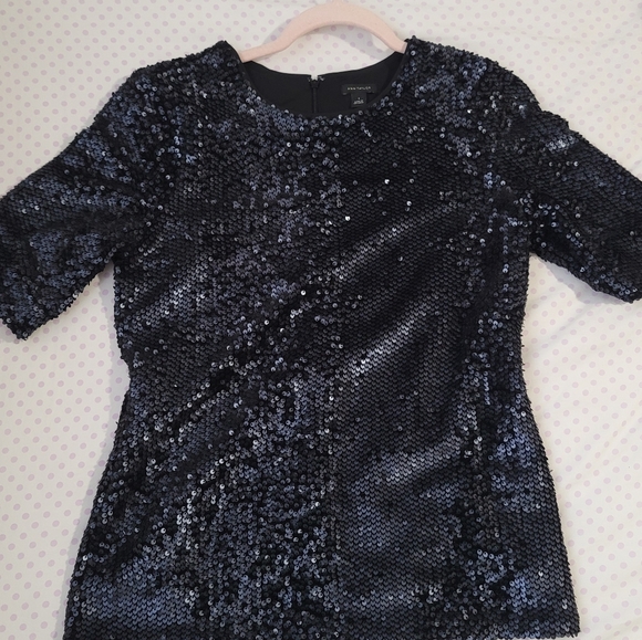 NWT Ann Taylor Navy Sequin Top - Picture 5 of 5